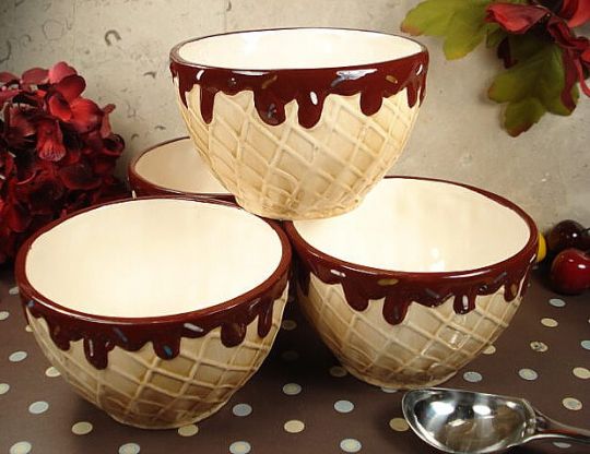 ceramic ice cream cone bowls